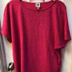 Anne Klein Vibrant Pink Short Sleeve Top